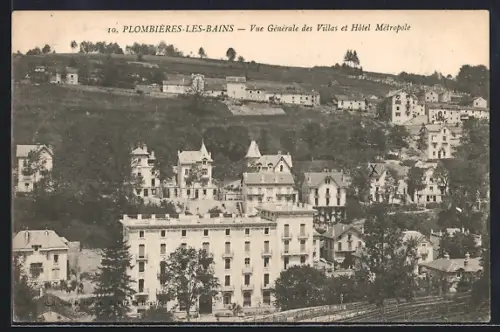 AK Plombières-les-Bains, Vue générale des villas et Hôtel Métropole