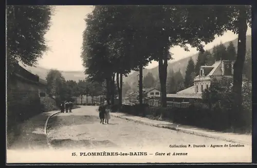 AK Plombières-les-Bains, Gare et Avenue