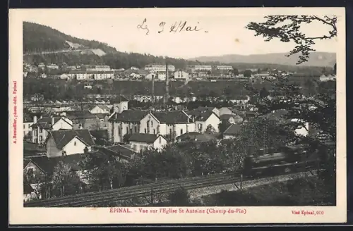 AK Épinal, Vue sur l`église St Antoine, Champ-de-Pin