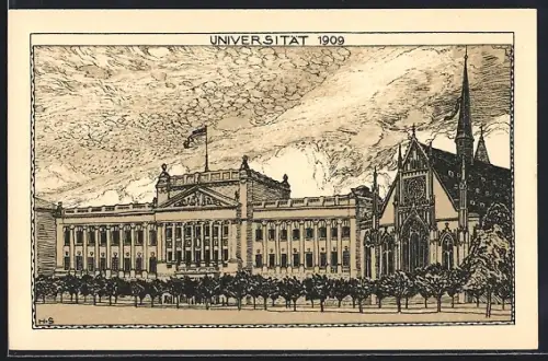 Künstler-AK Leipzig, 500 jährige Jubiläumsfeier der Universität 1909