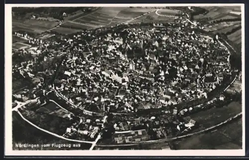 AK Nördlingen, Ortsansicht vom Flugzeug aus