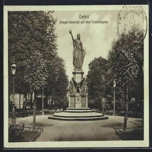 AK Crefeld, Krieger-Denkmal auf dem Friedrichsplatz