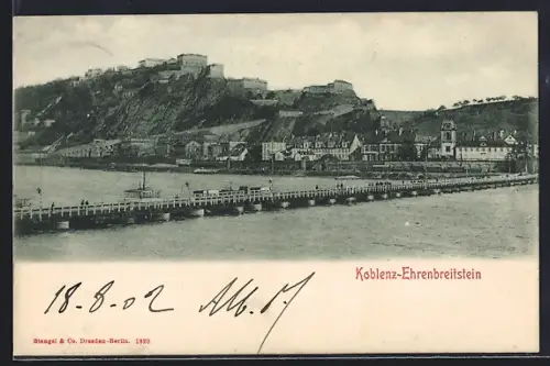 AK Koblenz-Ehrenbreitstein, Ortsansicht vom Rhein aus