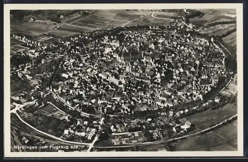 AK Nördlingen, Ortsansicht vom Flugzeug aus