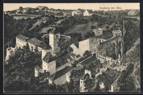 AK Neuburg am Inn, Blick auf die Burg