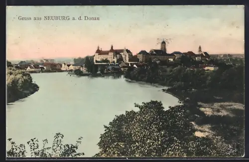 AK Neuburg a. d. Donau, Ortsansicht mit Donaupartie
