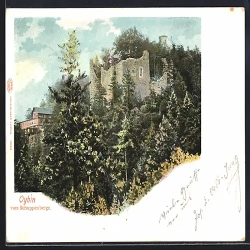 AK Oybin, Burgruine vom Schuppenberge