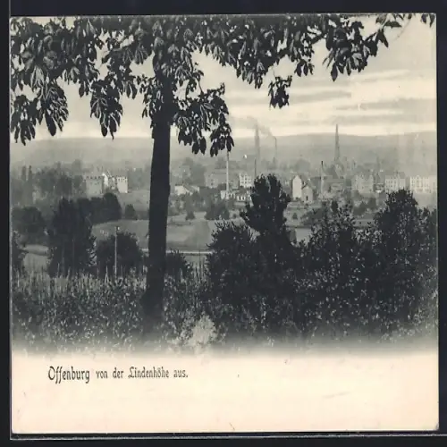 AK Offenburg, Blick von der Lindenhöhe