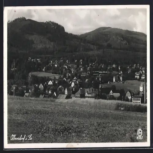 AK Olbersdorf i. Sa., Blick auf den Ort und das Zittauer Gebirge