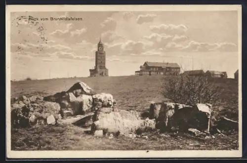 AK Königstein i. T., Hotel-Restaurant Altes Feldberghaus, Blick vom Brunhildisfelsen