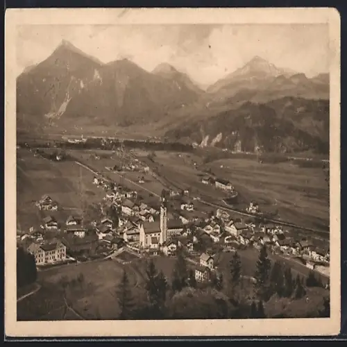 AK Oberaudorf, Ortsansicht mit Kranzhorn und Spitzstein