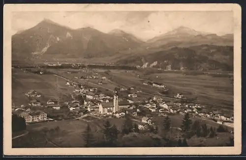 AK Oberaudorf, Ortsansicht mit Kranzhorn und Spitzstein