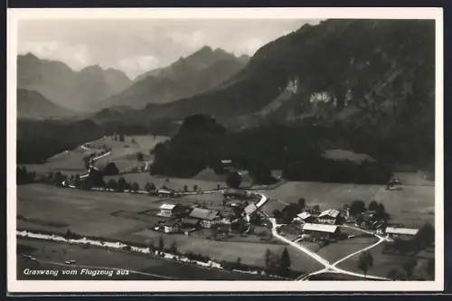 AK Graswang, Ortsansicht vom Flugzeug aus