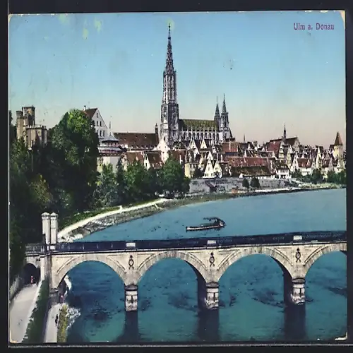 AK Ulm a. Donau, Ortsansicht vom Fluss aus