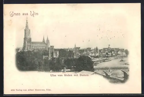 AK Ulm / Donau, Ortsansicht von Süden mit Donau