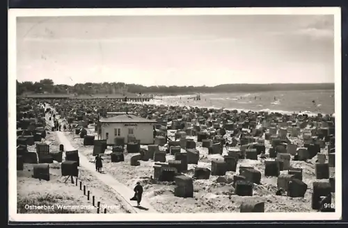 AK Warnemünde, Strand mit Strandkörben