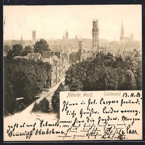 AK Münster /Westf., Blick über den Ort
