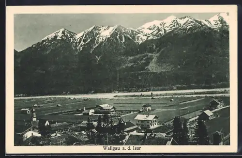 AK Wallgau a. d. Isar, Ortsansicht mit Alpenpanorama
