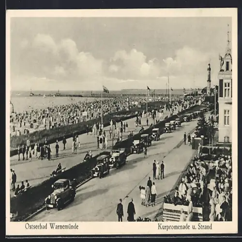 AK Warnemünde, Blick über die Strandpromenade