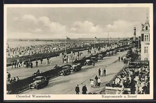 AK Warnemünde, Blick über die Strandpromenade