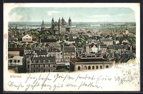 AK Worms, Gesamtansicht mit Fernblick
