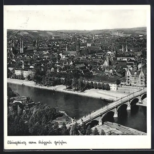 AK Würzburg, Totalansicht auf die Stadt