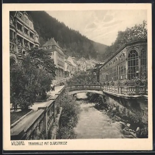 AK Bad Wildbad, Trinkhalle mit der Olgastrasse