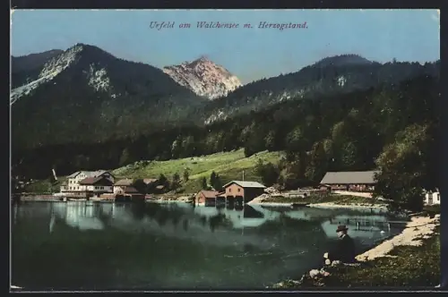 AK Urfeld / Walchensee, Ansicht mit Herzogstand