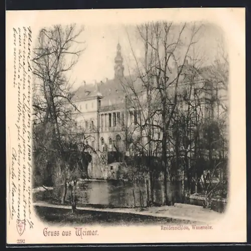 AK Weimar / Thür., Wasserseite des Residenzschloss