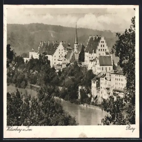 AK Wasserburg a. Inn, Blick auf die Burg
