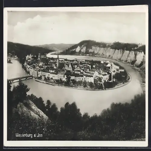 AK Wasserburg a. Inn, Totalansicht aus der Vogelschau