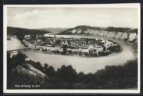 AK Wasserburg a. Inn, Totalansicht aus der Vogelschau