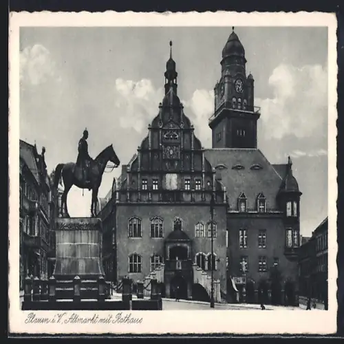 AK Plauen / Vogtland, Altmarkt mit Rathaus