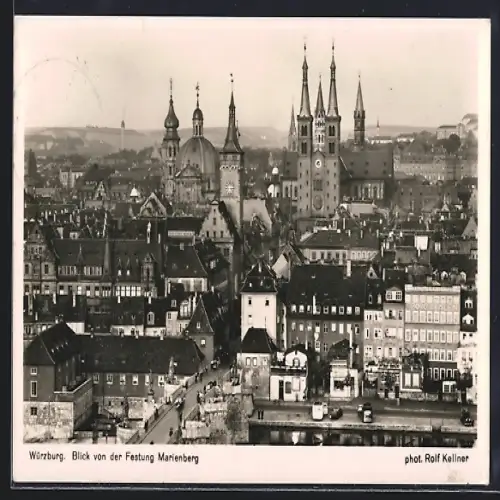 AK Würzburg, Blick von der Festung Marienberg