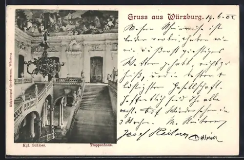 AK Würzburg, Treppenhaus im königlichen Schloss