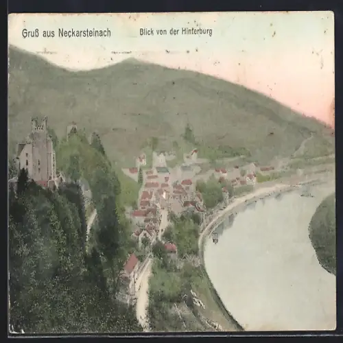 AK Neckarsteinach, Blick von der Hinterburg