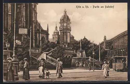 AK Köln a. Rh., Partie am Bahnhof