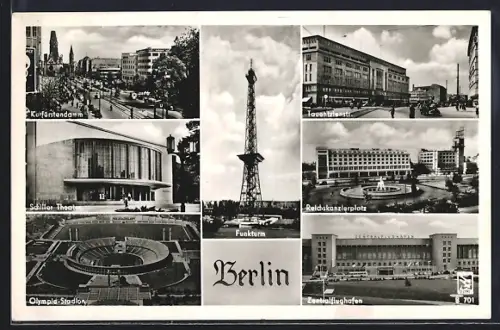 AK Berlin-Charlottenburg, Kurfürstendamm, Schillertheater, Olympia-Stadion