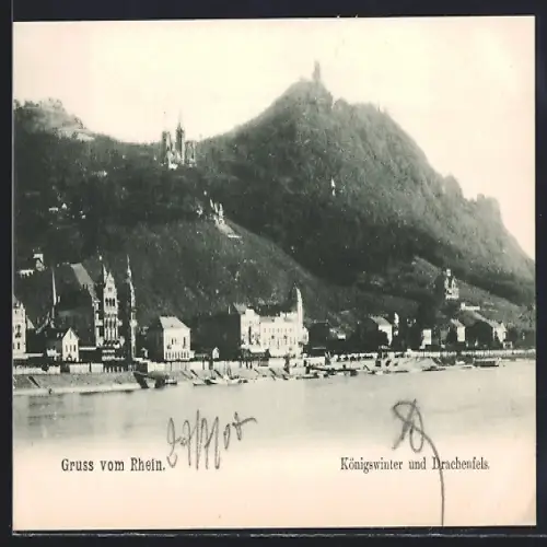AK Königswinter, Ortsansicht und Drachenfels
