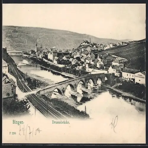 AK Bingen / Rhein, Blick auf die Drususbrücke