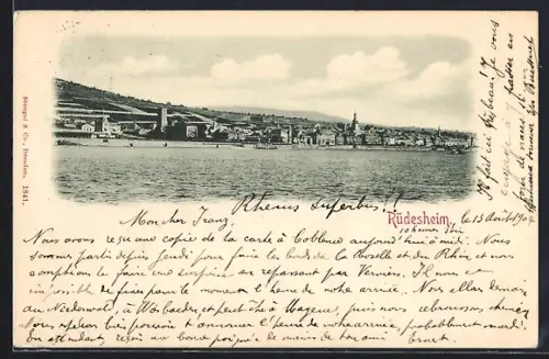 AK Rüdesheim / Rhein, Ortsansicht mit Flusspartie
