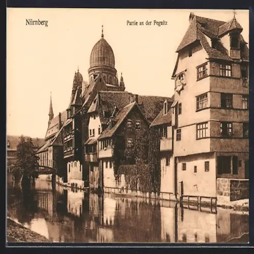 AK Nürnberg, Insel Schütt mit Synagoge