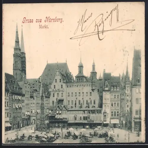 AK Nürnberg, Blick auf den Markt