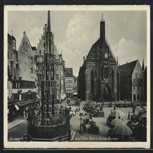 AK Nürnberg, Platz m. Schönen Brunnen