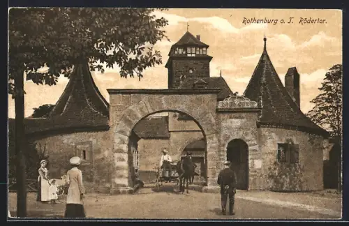 AK Rothenburg o. T., Pferdekutsche beim Rödertor