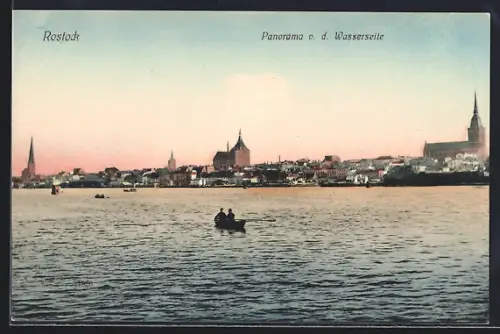 AK Rostock, Panorama v. d. Wasserseite
