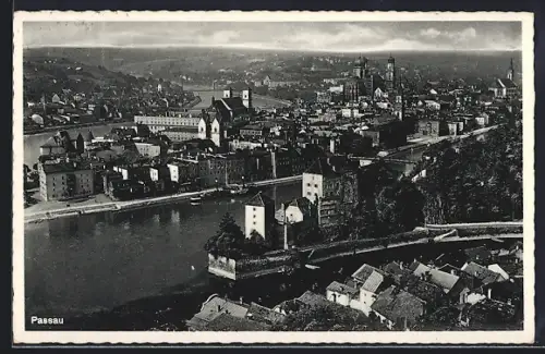 AK Passau, Stadtansicht aus der Vogelschau