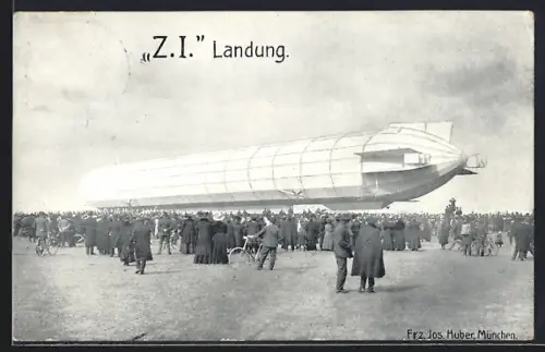 AK Luftschiff Z I. bei der Landung