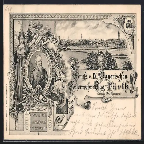 AK Fürth, IX. Bayerischer Feuerwehr-Tag 19.-21.08.1900, Prinzregent Luitpold