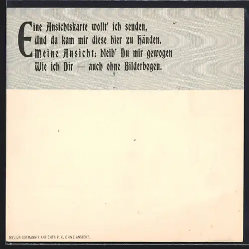 AK Ansichtskarte ohne Motiv mit Spruch Eine Ansichtskarte wollt` ich senden...